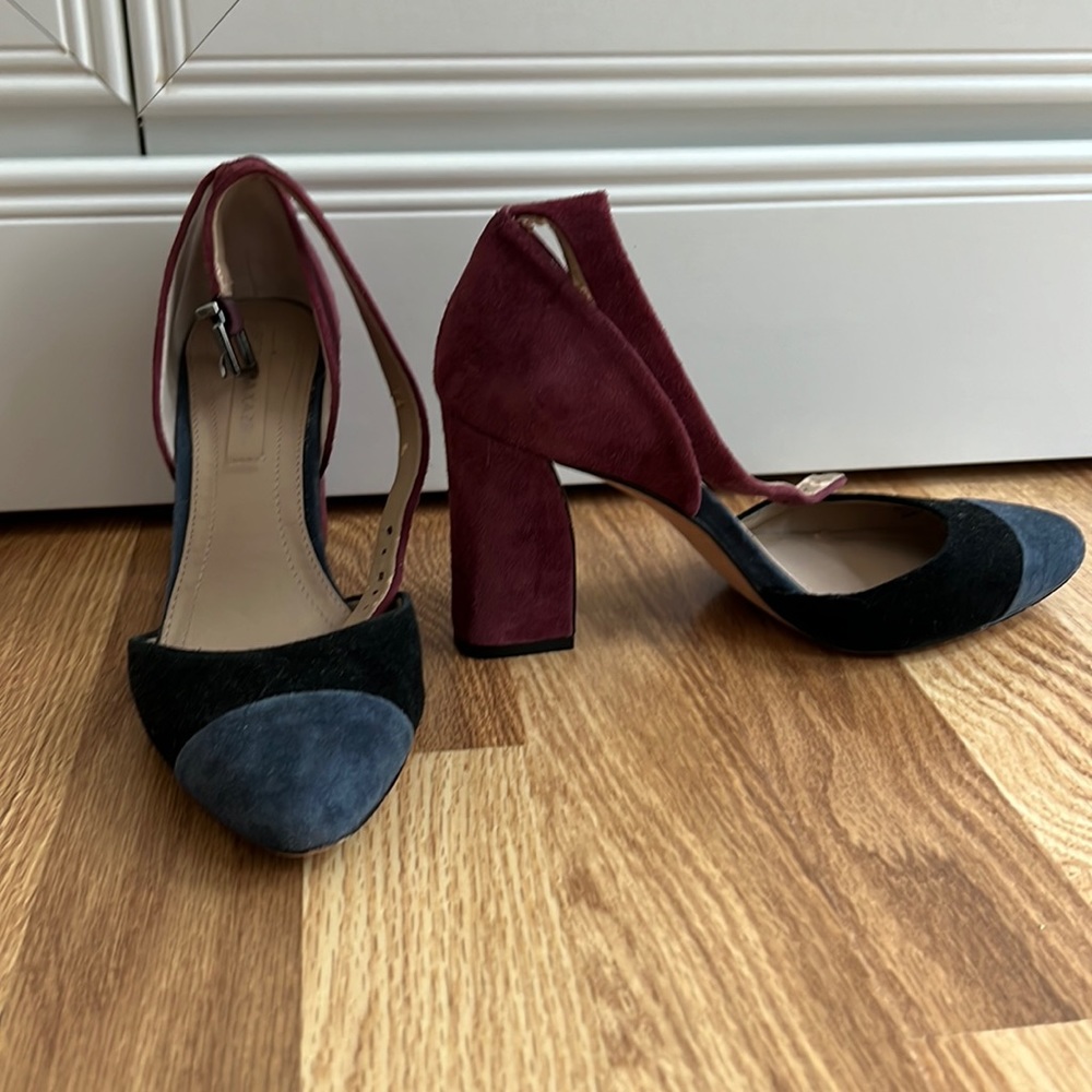 Tri color velvet block heel from BCBG